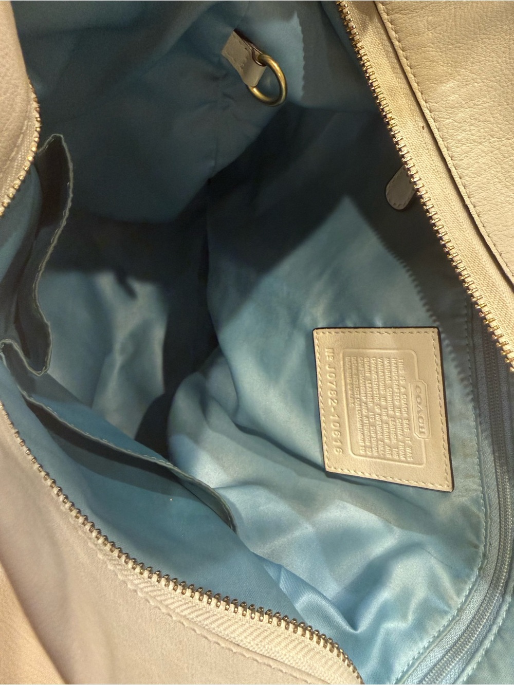 Coach Vintage Carly Ivory Leather Hobo Bag Y2K Brass Hardware Authentic - Picture 14 of 14